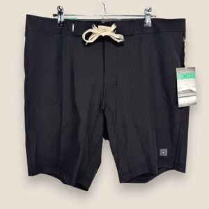 Linksoul Boardwalker Hybrid Swim Shorts Size 33 Black Drawstring 9" Stretch